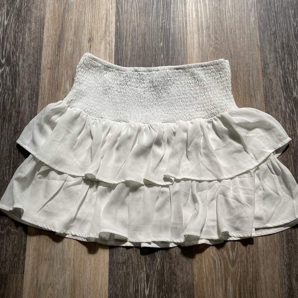White Silky Slip Fairy‎ Ruffle Mini Skirt Feminine Coquette Y2K Balletcore Large